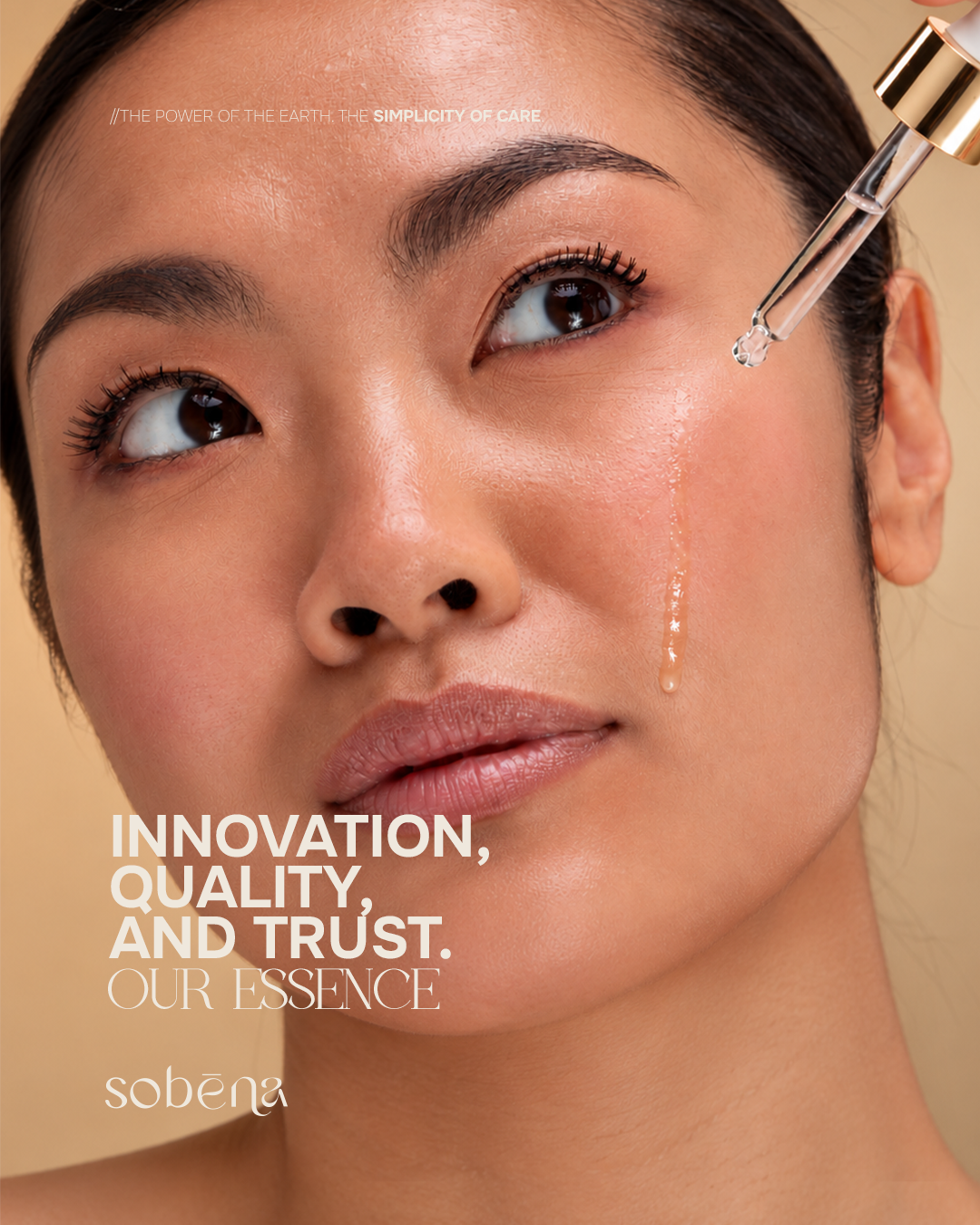 Sobēna skincare ritual with facial serum dropper